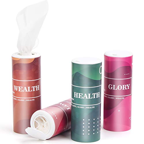 Clover Car Tissues- Facial Tissues In Canisters With Practical Cup Holder, Facial Tissues With Lotion Fit Car、Travel、Home、Office ，3-Ply, 50 Count / 4 Canisters #TOP1