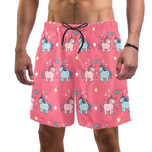 Short de bain homme séchage rapide et léger motif licornes