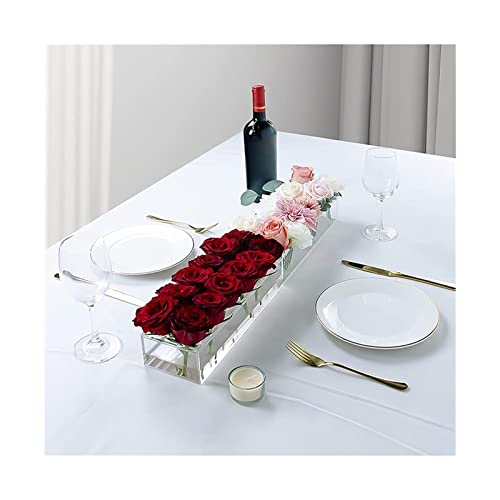 Vase rectangulaire acrylique transparent blanc E pour table - 4