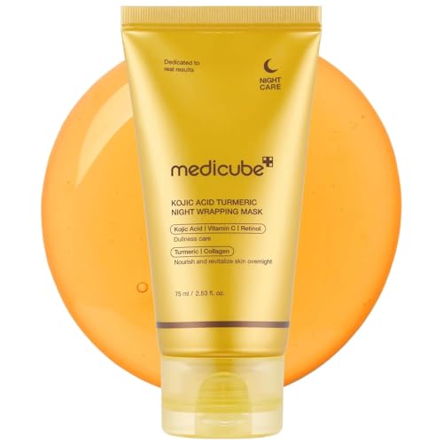 Image of Medicube Kojic Acid Turmeric Overnight Wrapping Peel Off Mask | Brightening Korean Skincare for Dark Spots & Pigmentation | With Niacinamide & Hyaluronic Acid | Hydrating Glow Boost Face Mask | Skin Stress Defense | 2.53 fl oz
