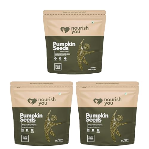 Image of Nourish You Pumpkin Seeds 100 gm (Each) | Raw Pumpkin Seeds Protein and Fiber Rich Superfood | Healthy Snack Immunity Booster | Superfood for Heart Health, Digestion & Immune Support (Pack of 3)