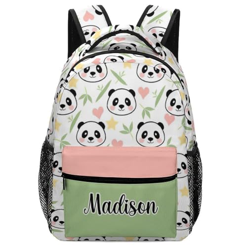 Personalized Cute Panda Pattern School Backpack for Students Children Custom Themed Schoolbag for Girl Boy Casual Bookbag 16 In