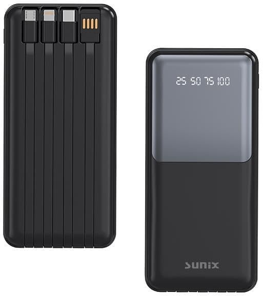 Sunix 12000 Mah Built-in Multi-Wire Portable Powerbank Black PB-49 with Digital Display