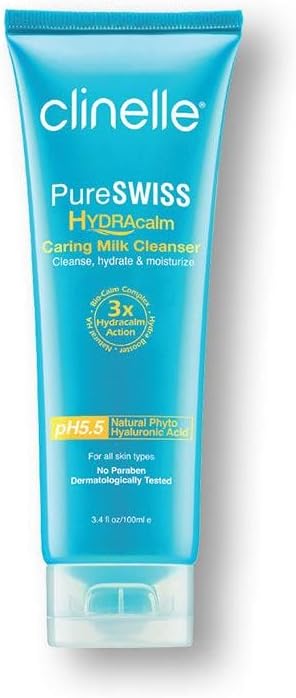 PureSWISS Hydracalm Caring Milk Cleanser 100ml - A Rinse Off Sulfate-Free Milk Cleanser For All Skin Types | Paraben Free, Lanolin Free, Mineral Oil Free