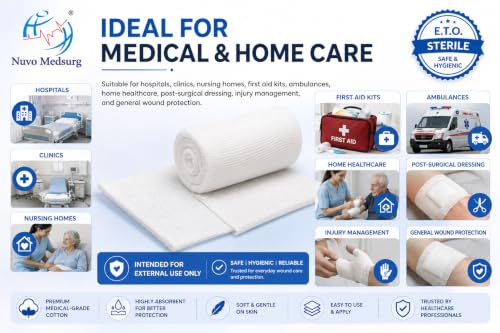 Image of E.T.O-Sterile Gamjee Roll | Size: 10cm x 3m | Pack of 4 Roll | Medical-Grade Absorbent Cotton | For External Use Only | Suitable for Hospitals, Clinics, First Aid Kits & Home Care.