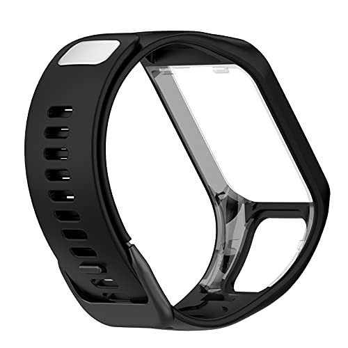 LOKEKE for Tom Tom Runner 3 Replacement Band, Replacement Silicone Wrist Strap Band For Tom Tom Runner 3/2 / Adventurer / Golfer 2 / Spark/Spark 3(Silicone Black)