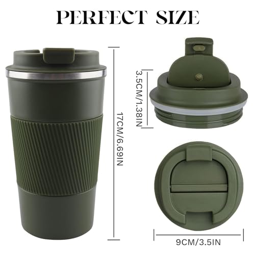 Image of Insulated Travel Coffee Mug, Stainless Steel Coffee Cup with Leakproof Lid | Double-wall insulation keeps drinks hot or cold for hours, with a leakproof lid and portable stainless steel design