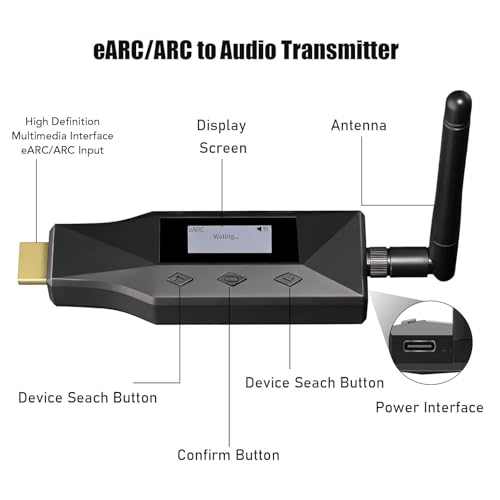 Transmisor eARC Bluetooth doble emparejamiento con control CEC y volumen regulable 5