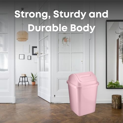 HOMESHOPA Plastic Swing Top Waste Bin, 5 Litre Pink Rubbish Recycling Waste Paper Trash Can, Square Small Flip Top Lid Dustbin, Home Kitchen Household Bathroom Office Garbage Bin - Image 6
