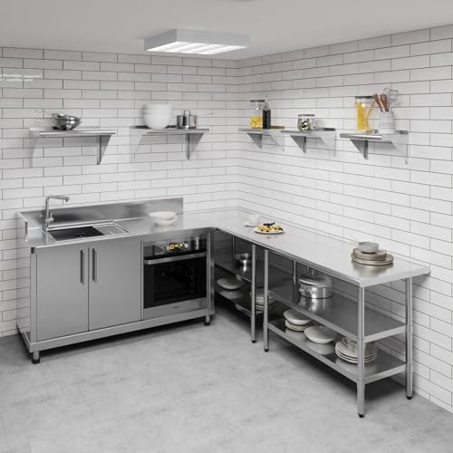 Image of AmGood 10 inch X 16 inch Stainless Steel Wall Shelf | Metal Shelving | Garage, Laundry, Storage, Utility Room | Restaurant, Commercial Kitchen | NSF