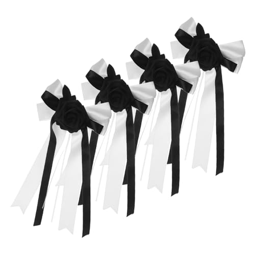 Garneck 4 Piezas De Decoración Funeraria Decoración De Cementerio Flores Conmemorativas Coronas Cintas para Puerta Principal De Rosas Conmemorativos Cintas Funerarias