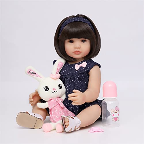 ZIYIUI 22" 55cm Puppe Reborn Baby Reborn Babypuppen Weich Vinyl Silikon - Lächelndes Mädchen – Bild 5