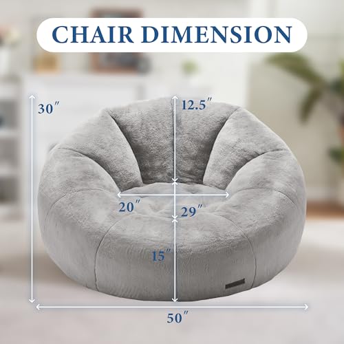 Hobestluk Bean Bag Chairs Large Bean Bag Couch for Adults Comfy Giant Bean Bag Chair with Donut Shape for Reading, Playing or Relaxing (Grey) by Hobestluk - Image 2