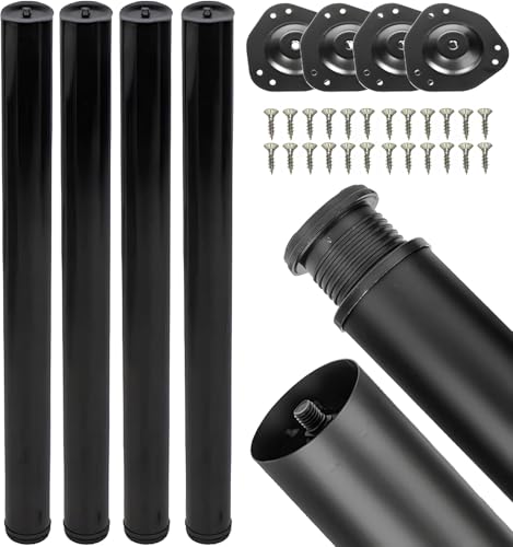 STOLMET Pieds De Meuble 4 Pièces en Acier Réglables en Hauteur 710 mm Pieds De Table Et Bureau Noir