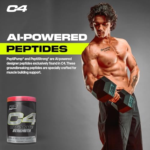 Image of Cellucor C4 Ultimate Strength Pre Workout Powder - Tri-Stim Experience 300mg Caffeine+TeaCrine+Dynamine - Creatine & Beta-Alanine - Energy Supplement for Men & Women - Watermelon, 20 Servings