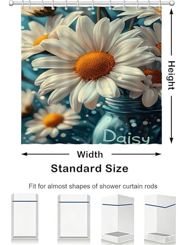 Shower curtain polyester lavable fleur pour baignoire lumineuse - 5