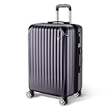 [New Trip] スーツケース キャリーケース 拡張機能付き 機内持ち込み 軽量 大型 S/M/Lサイズ キャリーバッグ 耐衝撃 大容量 ファスナータイプ 静音 ダブルキャスター TSAロック 海外 旅行 ビジネス 出張 (ダックパープル、Mサイズ：4～7泊/60L)