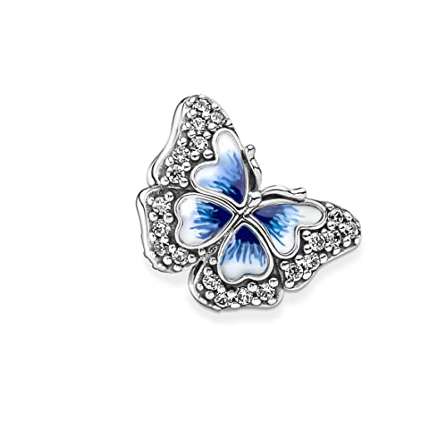 Pendientes de aro Pandora de plata de ley con mariposa de mujer 3