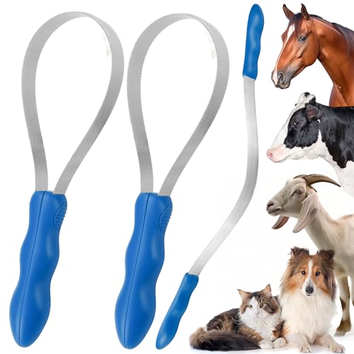 DiDiBirDi Dual-Sided Shedding Blade Dog Hair Brush - Stainless Steel Grooming Tool for Horses Cattle Sheep with Comfort Grip - Fine & Coarse Teeth for Long and Short Hair2 Pcs