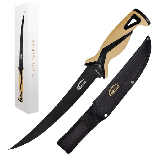danco Pro Series 9" Fillet Knife | Full Tang German G4116 Stainless-Steel Blades with Teflon Coating, Molded Nylon Sheath, Perfect for Saltwater Fishing & Hunting danco Pro Series 9" Fillet Knife | Full Tang German G4116 Stainless-Steel Blades with Teflon Coating, Molded Nylon Sheath, Perfect for Saltwater Fishing & Hunting