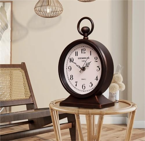 Reloj de mesa retro para chimenea y escritorio clásico color blanco 6