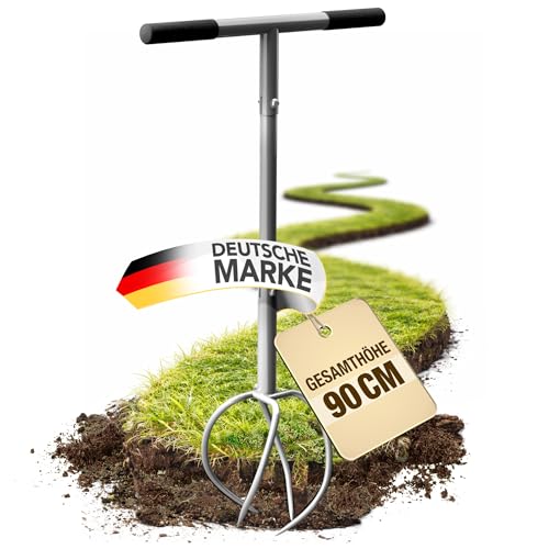 easimo | Gartenkralle mit T-Griff | Handkultivator & Bodenlockerer | Twist Tiller zum Boden Lockern Belüften & Unkraut Entfernen | Garten Werkzeug