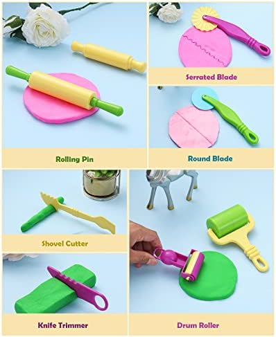 Lictin Clay Dough Tools Kit, 20pcs Clay Modelling Tool Kit Dough Rollers Molds Plastic Play Dough Tools Accessories(Multicolored) 4