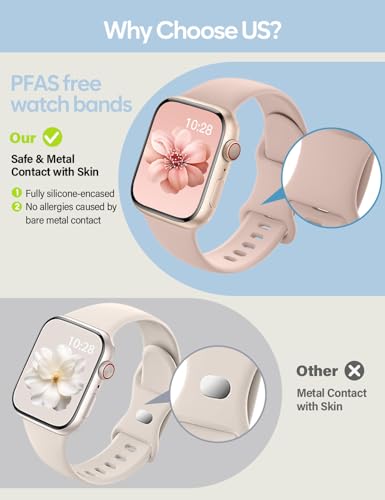 Image of Sport Silicone Band Compatible with Apple Watch Bands 40mm 38mm 41mm 44mm 45mm 42mm 49mm Women Men,Soft Wristband Waterproof Replacement Sport Strap for iWatch Bands Series 9 8 7 6 5 4 3 2 1 SE Ultra