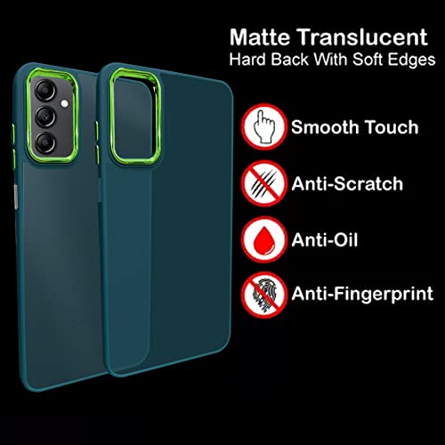 Image of A rtistque Frosted Translucent Back Cover Case for Samsung Galaxy A14 5G | Electroplated Chrome Ring | Raised Camera Edges for Protection | Smooth Sides TPU| Samsung A14 5G Back Cover - Green
