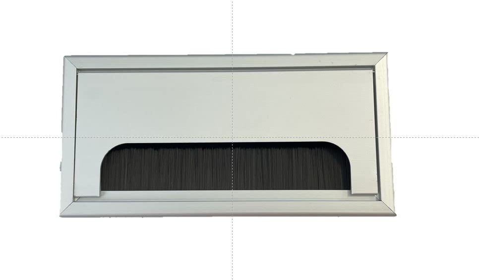 Desk Cable Grommet - Square/Rectangular - White, Black, Aluminium - 80x160/80x80 (Aluminium, 80x160mm)
