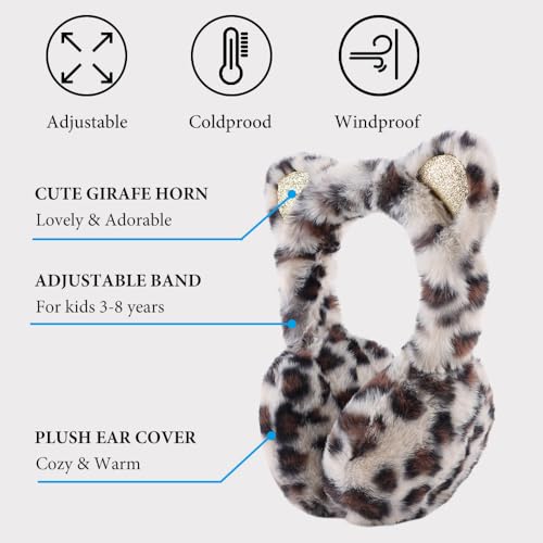 Peecabe Winter Kids Earmuffs Warm Girl Ear Muffs For Toddler Kid Children Earmuff with Cat Ears Girls Ear Warmer (Leopard)2