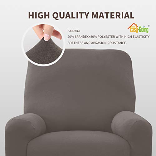 Image of Easy-Going 4 Pieces Microfiber Stretch Recliner Slipcover - Spandex Soft Fitted Sofa Couch Cover, Washable Furniture Protector with Elastic Bottom for Kids, Pet(Recliner, Taupe)