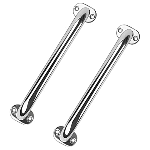 XinKunmarine 2 Pack Boat Grab Handle,12 inch Stainless Steel Marine Grab Bar,Polished Handle Handrail for Marine Boat,Yacht Cover