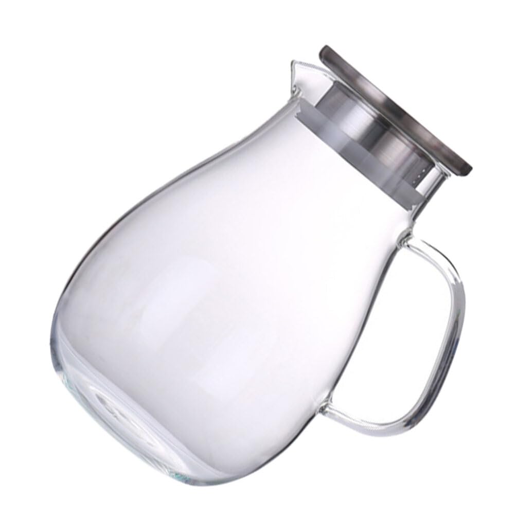 Cabilock 1 Pc Jarra De Agua Fría De Vidrio Café Exprés Jarra con Tapa Pava Hervidor De Agua Multiusos Botella De Agua Casera Tetera De Vidrio Estilo Japones Café Fuerte Acero Inoxidable