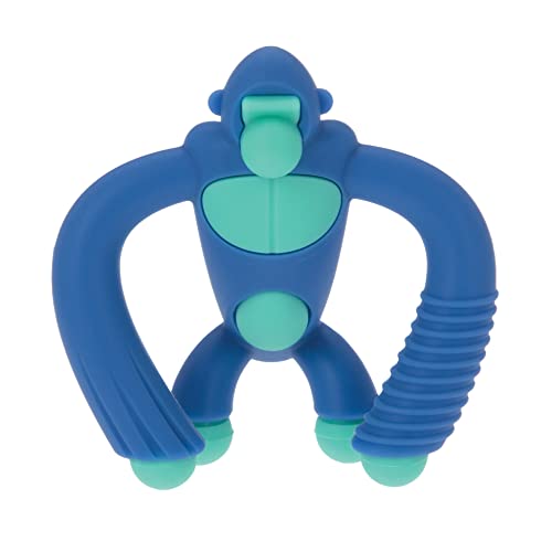 Image of Nuby Geo Zoos Massaging Teether - Baby Teething Toy - Soft Easy Grip - 3+ Months - Blue Gorilla