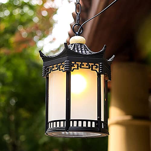 Retro Outdoor Pendant Lights Antique Pendant Waterproof Hanging Lamp Height Adjustable E27 Metal Hanging Lamp Path Lighting Garden Balcony Courtyard Pavilion Frame Hanging Lights Comfortable