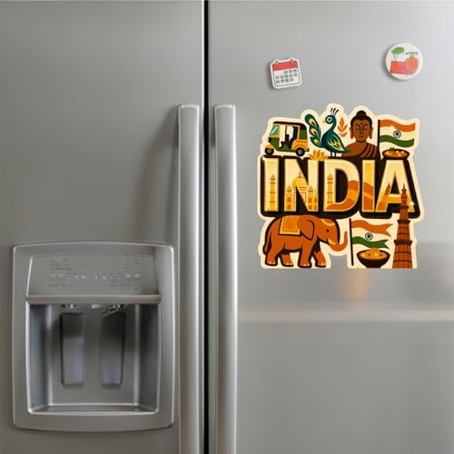 Image of Souvenir Fridge Magnet | 4x3 Inch Collectible Travel Decor | Strong & Durable Refrigerator Magnet with Iconic Landmarks for Travelers (India)