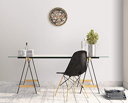 Automaton Bite 1682 Сircle"Black Gold" Large Wall Clock Moving Gears, Mechanical Silent Wall Art, Home Living Room And Office Design, Personalized Engraving Art Gift, Steampunk Loft Antique Decor #TOP4