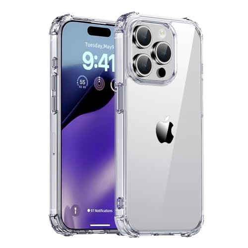DEREAFF Case for iPhone 15 Pro (6.1-Inch) Clear 15 Pro Case Hard PC Back & Soft TPU Shockproof Anti-Scratch Phone Bumper Cover for iPhone 15 Pro - Clear