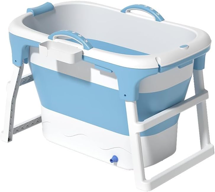Foldable Bathtub for Adults, 20 Gallon Portable Bathtub, Collapsible Soaking Tub with High-Density PVC & Insulation Cover, Spa for Small Bathrooms, Apartments, Outdoor Use (Drain Hose Included)