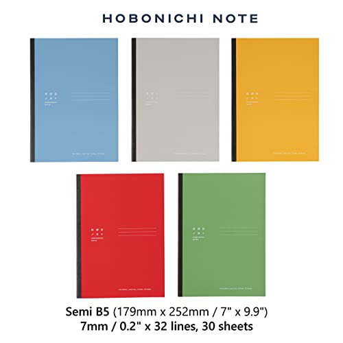 Hobonichi Notebook Semi-B5 Pre-Dotted, 7Mm Ruled, 30 Sheets -60 Pages (5 Notebooks In One Set) -Easier One Eyes, Easier To Concentrate #TOP7