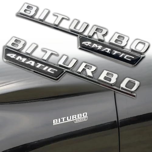 Image of 3D Car 4MATIC Logo ABS Letter Emblem Decal for Mercedes Benz Side Fender Rear Trunk Emblem Badge Chrome Decal Sticker (Silver)