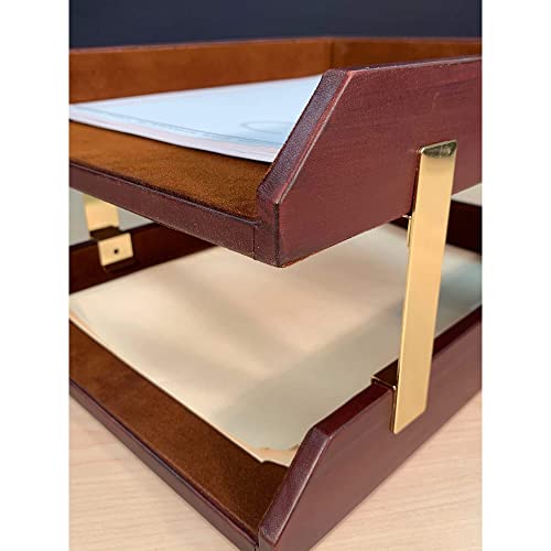 Corbeille à courrier double moka Dacasso de qualité supérieure - 7
