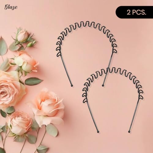 Image of Glaze Non-Slip Metal Zigzag Pack of 2 for Men & Women Hair Band