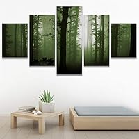 SIGNWIN 5 Panel Canvas Wall Art Modern Art Dramatic Forest Multicolor Photography Romantics Scenic for Home Decorations Ready to Hang - 60