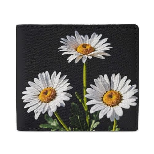 Daisy Wallet Elegant Leather Wallets with ID Window & 2 Card Slots, Slim Bifold Wallet for Men Women