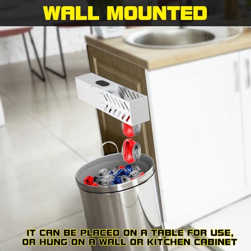 Frantoio elettrico per il riciclaggio di lattine da 12 oz~ 16 oz, frantoio automatico per lattine da riciclare montato a parete per selettori in alluminio, soda, cola, lattine di birra - immagine 6