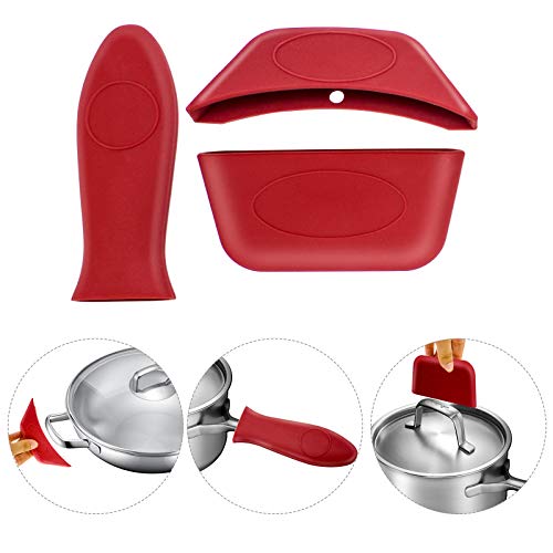 Nonley Silicone Hot Handle Holder, 8 Pack Pot Holders Cover Rubber Heat Resistant Potholder Silicone Pot Handle Sleeve for Cast Iron Skillets Aluminum Cookware Metal Frying Pans Handles