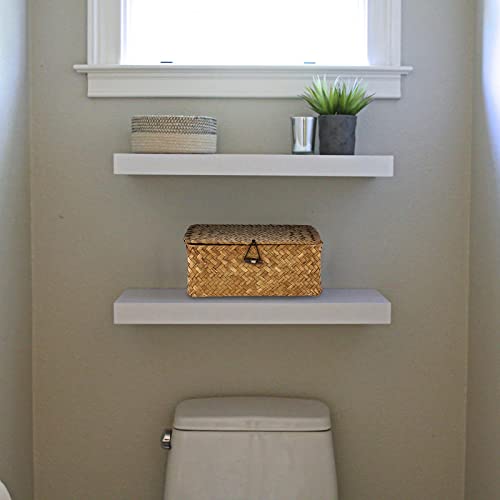 IGNPION Seagrass Storage Basket with Lid Woven Seagrass Desktop Basket Rectangular Bathroom Storage Organiser Box - Image 4