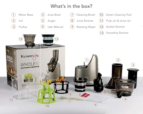 Image of Kuvings B1700 Dark Silver Cold Press Juicer for Home with Attachments, All-in-1 Juicer for Fruits, Vegetables & Nut Milk, Smoothie & Sorbet, Patented JMCS Technology 10% More Juice, 12 Yrs Warranty